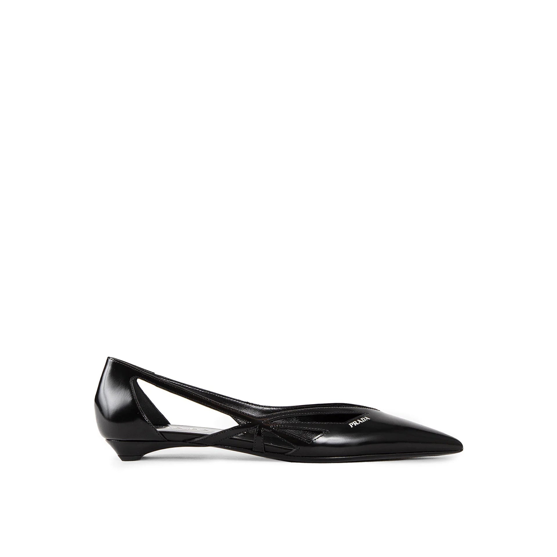 Prada Brushed Leather Cut Out Ballerina Flats