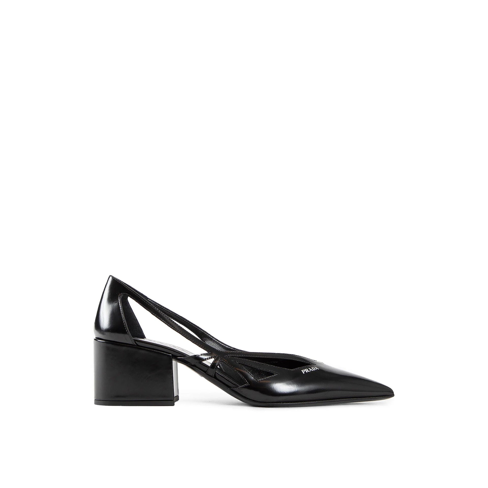 Prada Brushed Leather Cut Out Pumps