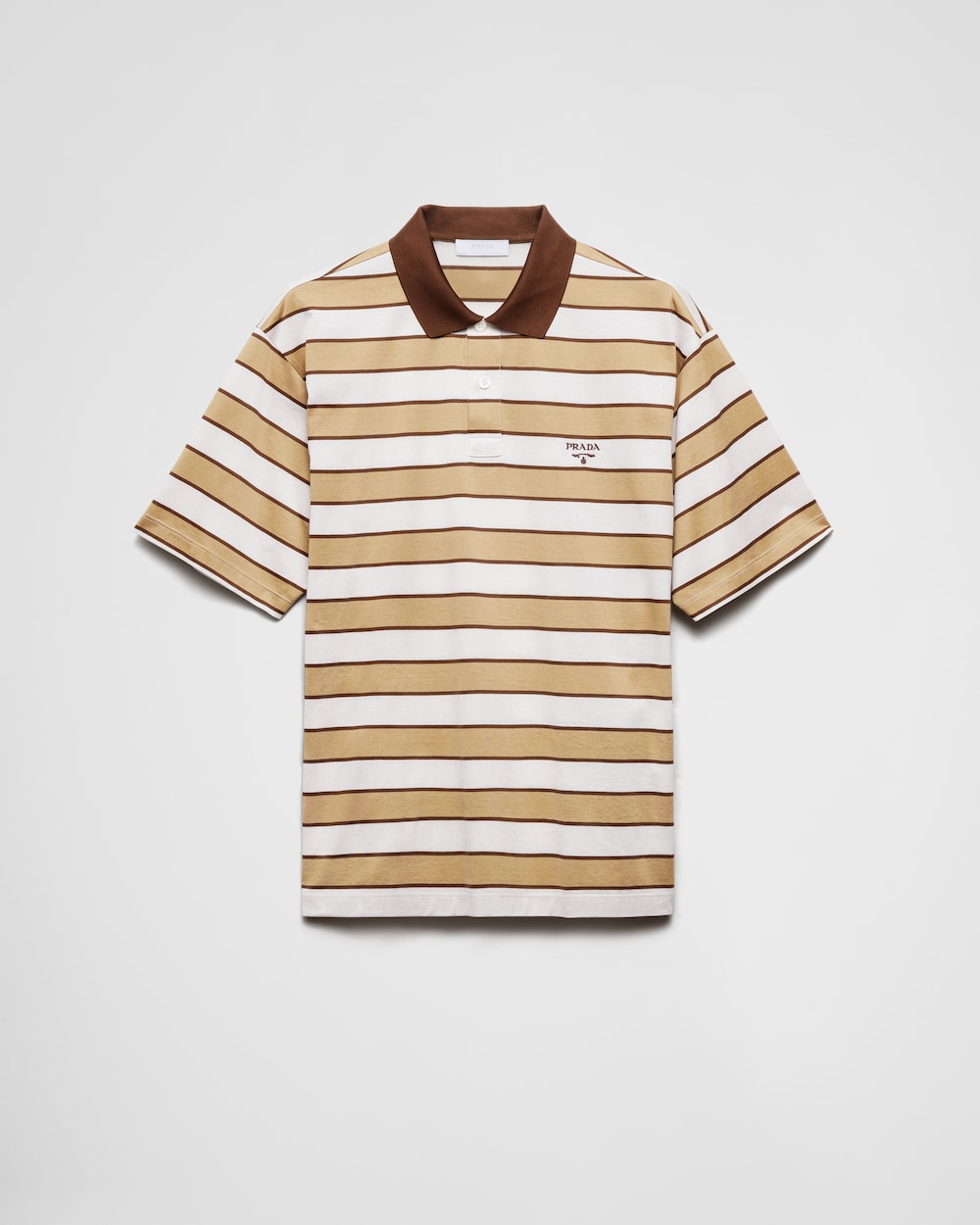 PRADA Cotton polo shirt Chalk White/Camel