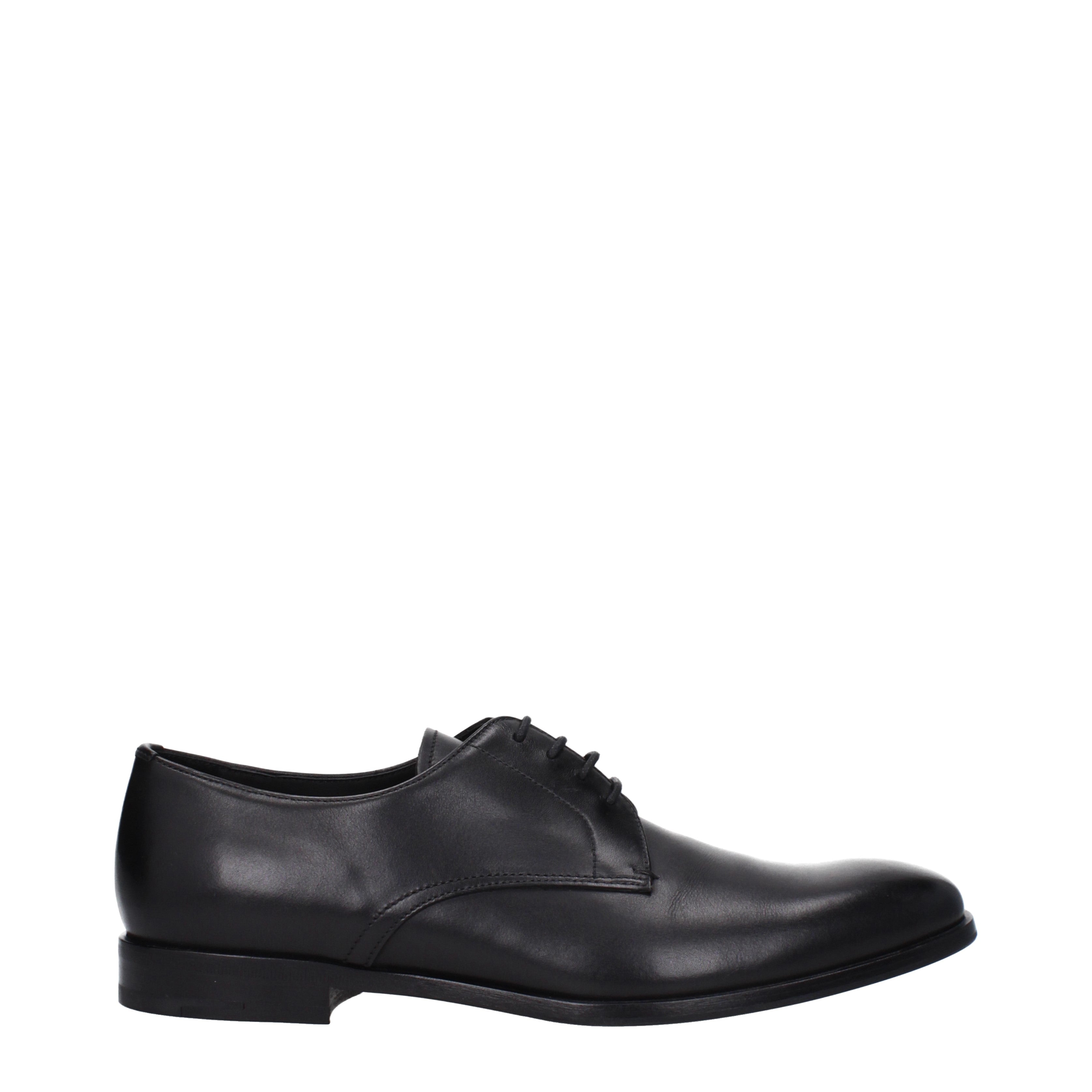 Prada Lace up and Monkstrap Men Leather Black