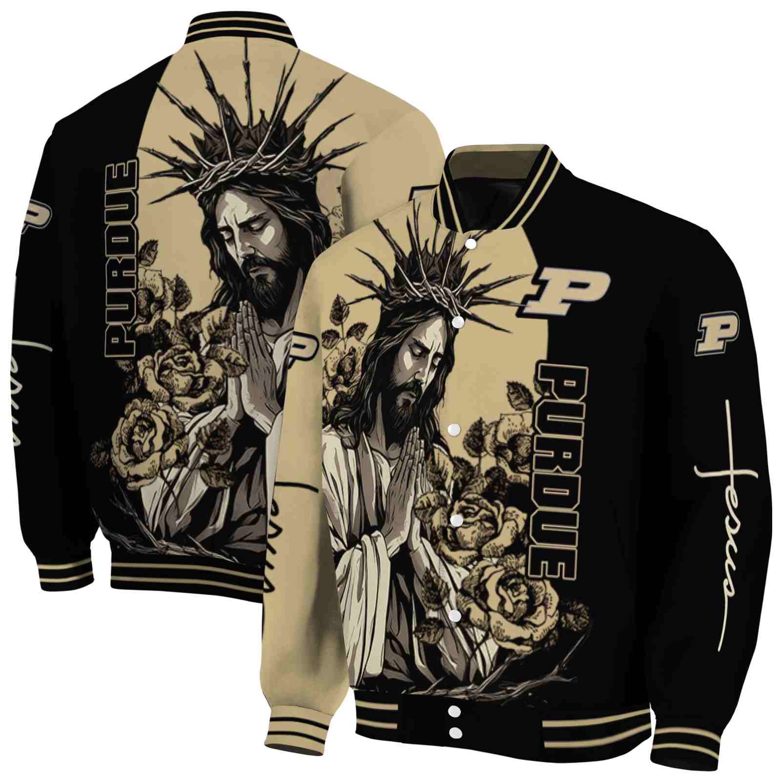 Purdue Boilermakers NCAA Hands In Prayer Gold Black Jacket Custom Gift For Sport Team Fans 