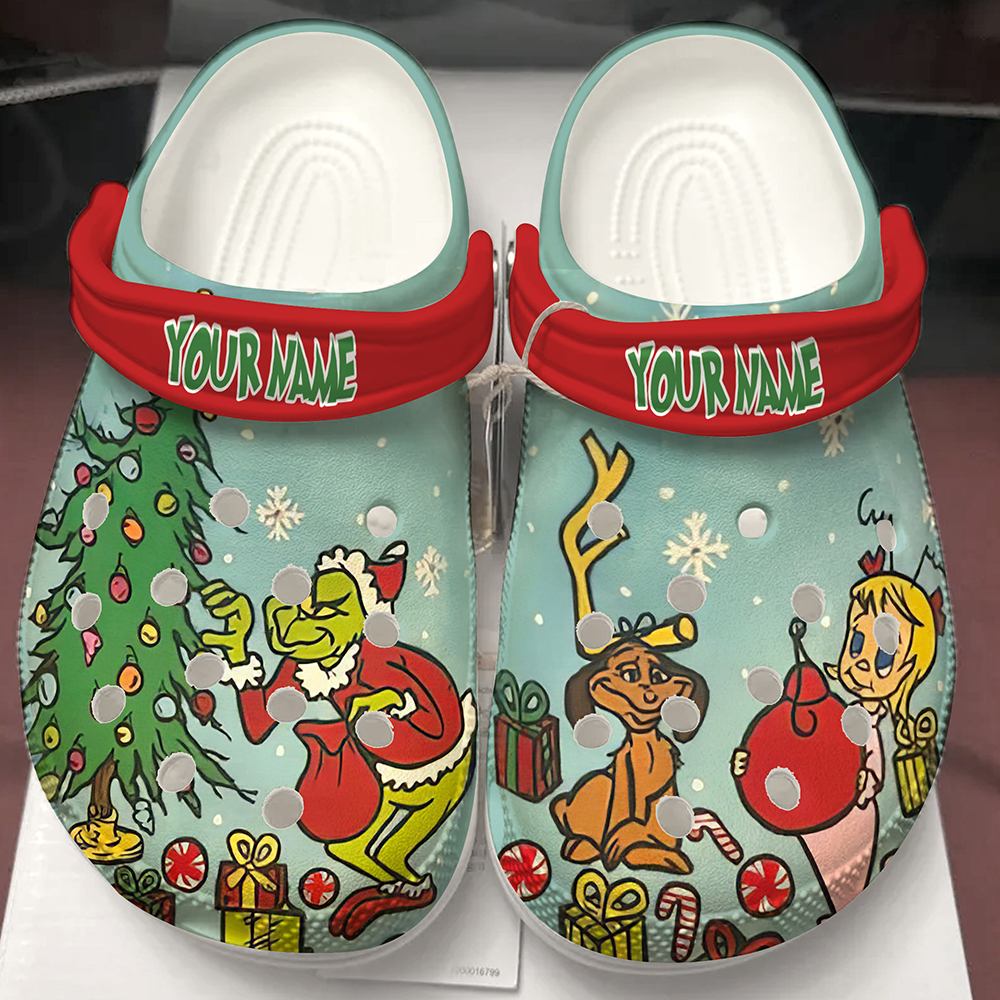 Quirky Christmas Shoes Grinch Design Clogs