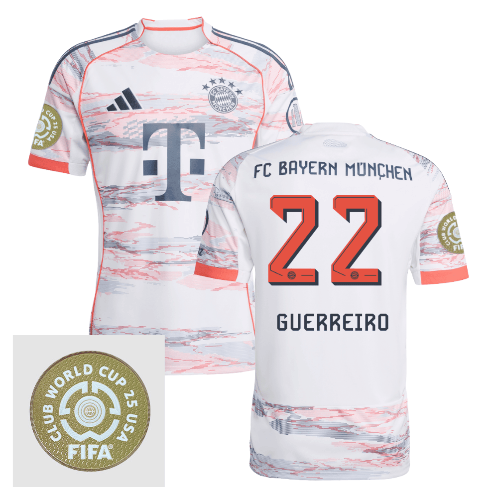 Raphal Guerreiro 22 Bayern Munich 2025/26 FIFA Club World Cup 25 USA Patch Away Men Jersey - White