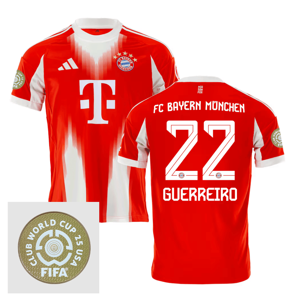 Raphal Guerreiro 22 Bayern Munich 2025/26 FIFA Club World Cup 25 USA Patch Home Men Jersey - Red