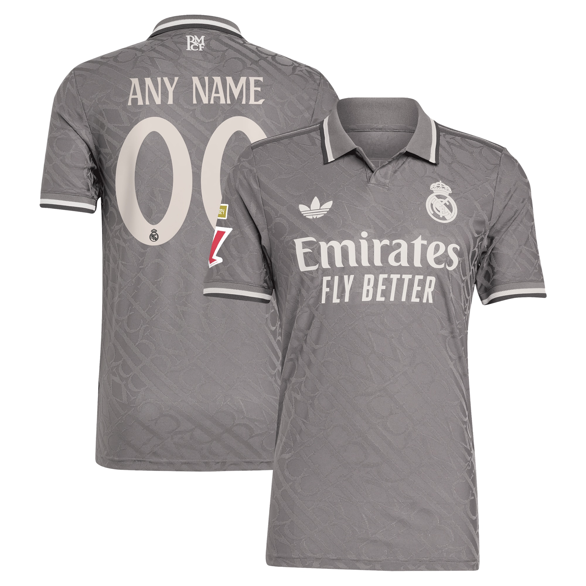 Real Madrid adidas Originals 2024/25 Third Authentic Custom Jersey - Charcoal