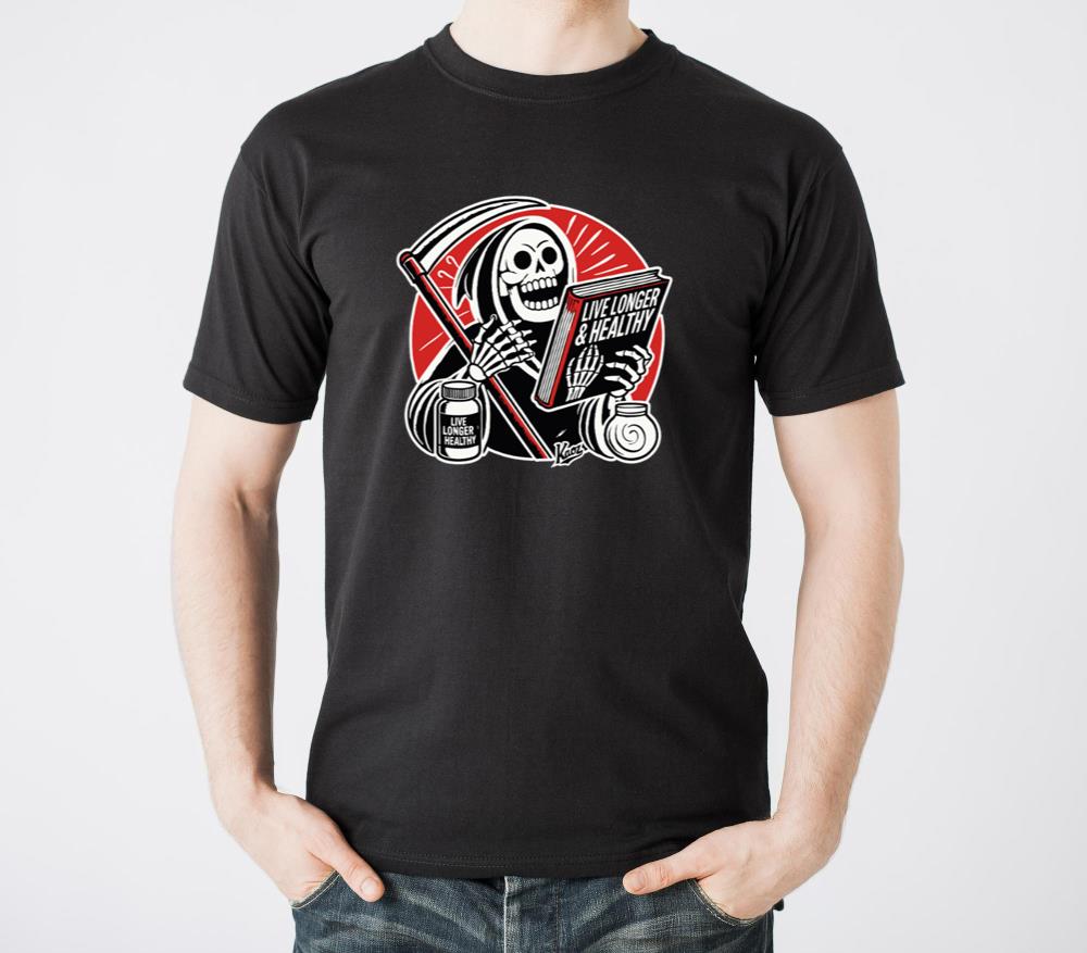 Reaper Reads Live Longer and Healthy - Unisex Standard T-Shirt