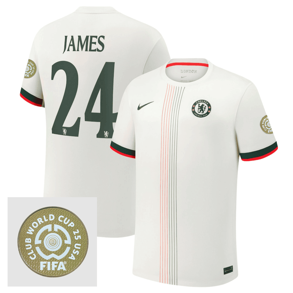 Reece James 24 Chelsea 2025/26 FIFA Club World Cup 25 USA Patch Away Men Jersey - White