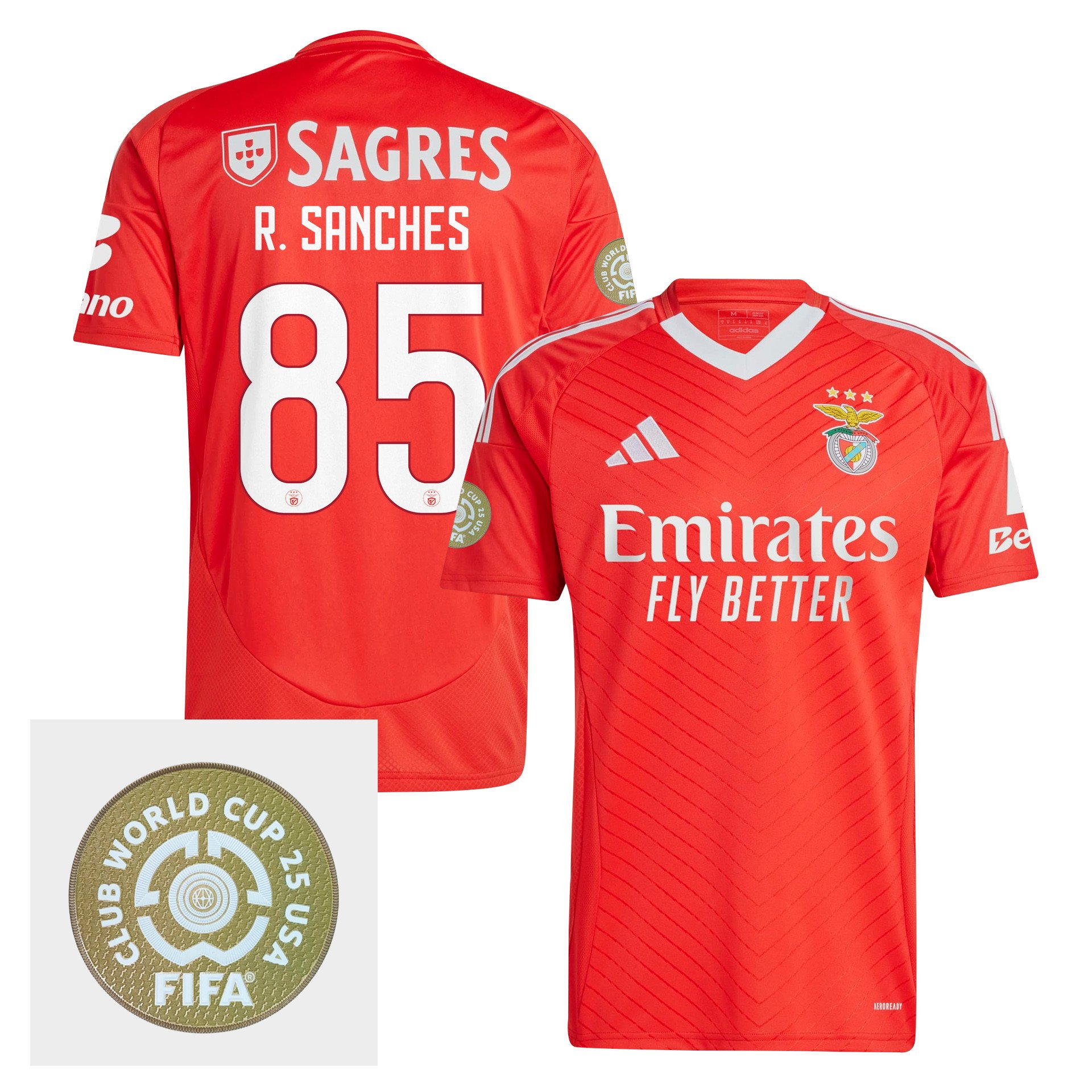 Renato Sanches 85 S.L. Benfica 2024/25 FIFA Club World Cup 25 USA Patch Home Men Jersey - Red
