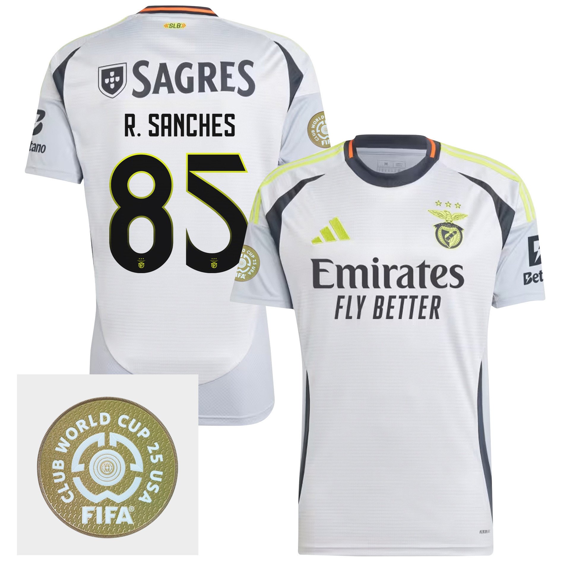 Renato Sanches 85 S.L. Benfica 2024/25 FIFA Club World Cup 25 USA Patch Third Men Jersey - White