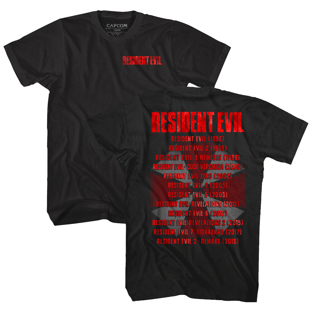 Resident Evil Release Dates Men'S T Shirt Capcom Zombie Hunter Undead Gamer Top