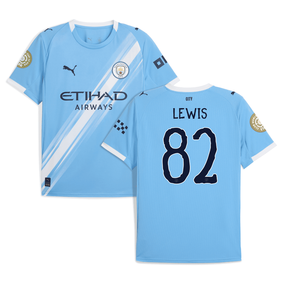 Rico Lewis 82 Manchester City x KidSuper 2025/26 FIFA Club World Cup 25 USA Patch Home Men Jersey - Sky Blue