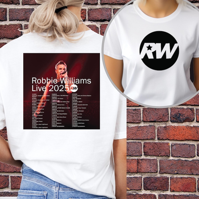 Robbie Williams Live 2025 Tshirt, Concert Live 2025 Tshirt, Robbie Williams Tour T-Shirt