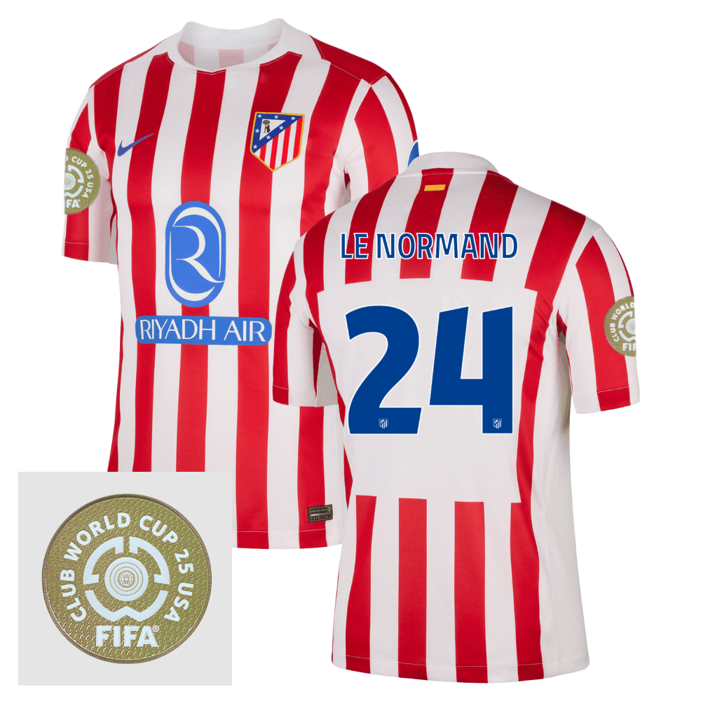 Robin Le Normand 24 Atltico de Madrid 2025/26 FIFA Club World Cup 25 USA Patch Home Men Jersey - White/Red