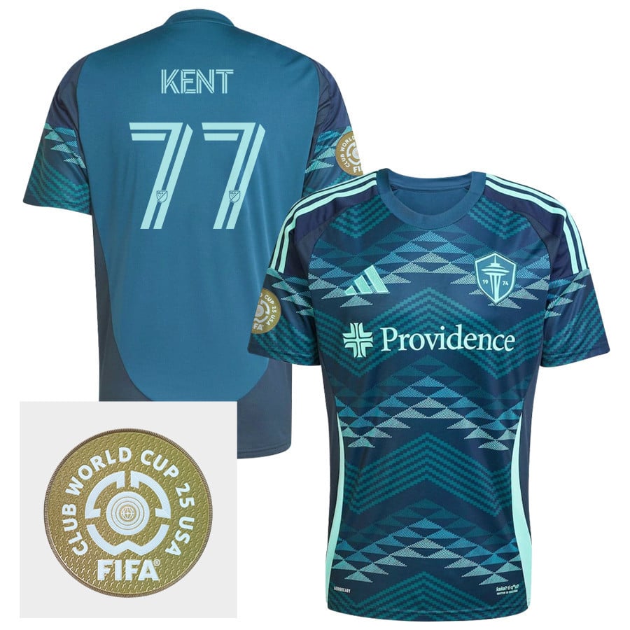 Ryan Kent 77 Seattle Sounders FC 2025 The Salish Sea Kit FIFA Club World Cup 25 USA Patch Men Jersey - Blue