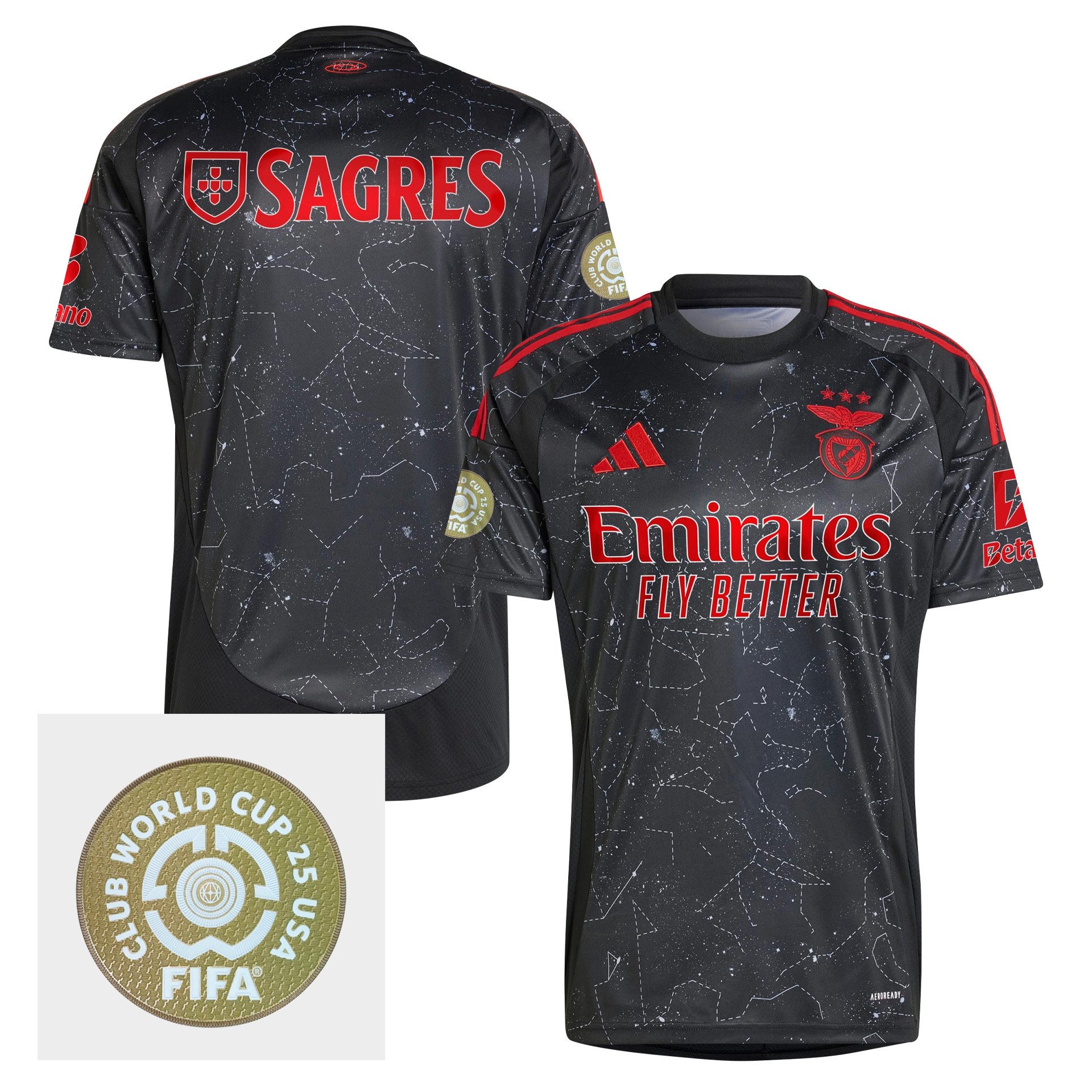 S.L. Benfica 2024/25 FIFA Club World Cup 25 USA Patch Away Men Jersey - Black