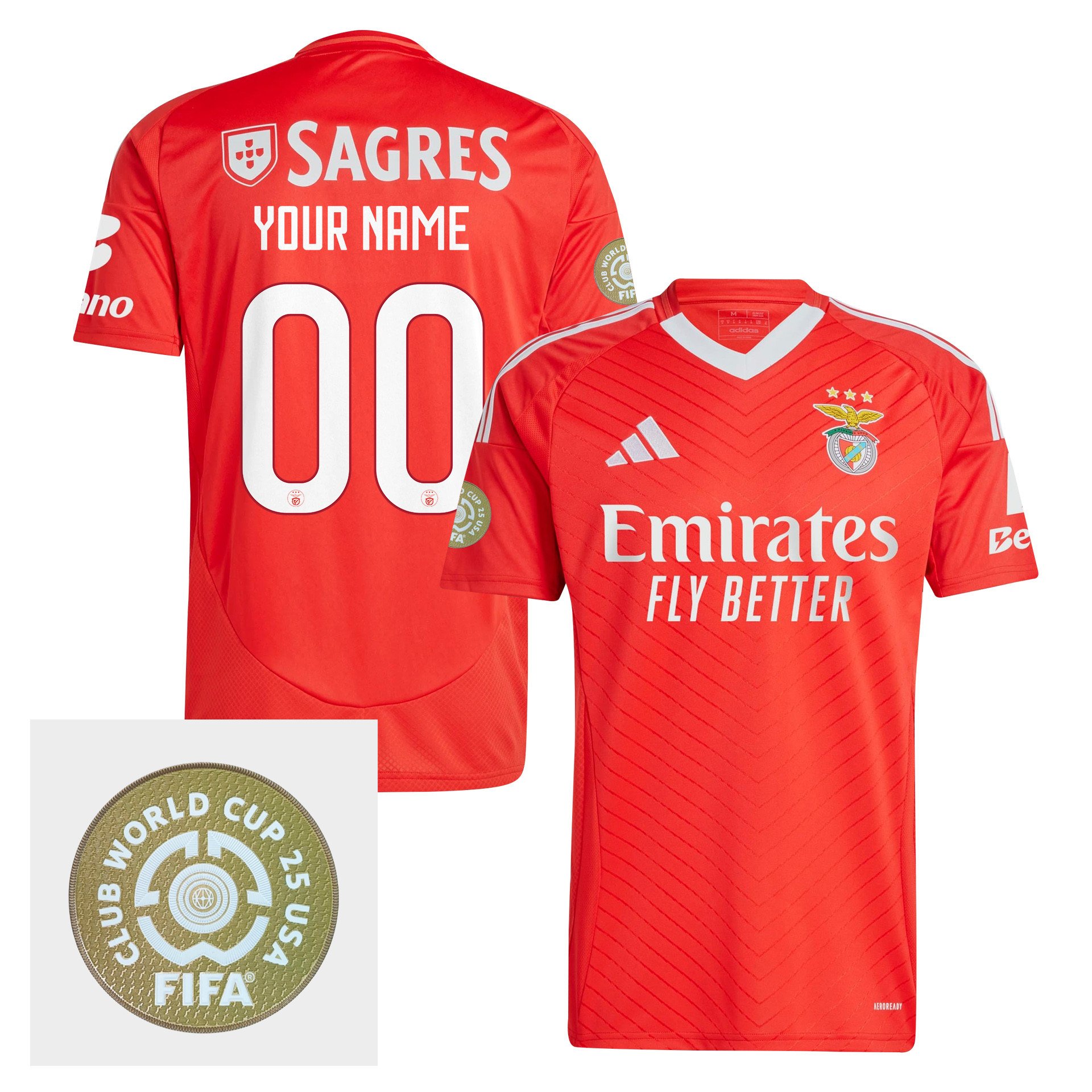 S.L. Benfica 2024/25 FIFA Club World Cup 25 USA Patch Home Men Custom Jersey - Red