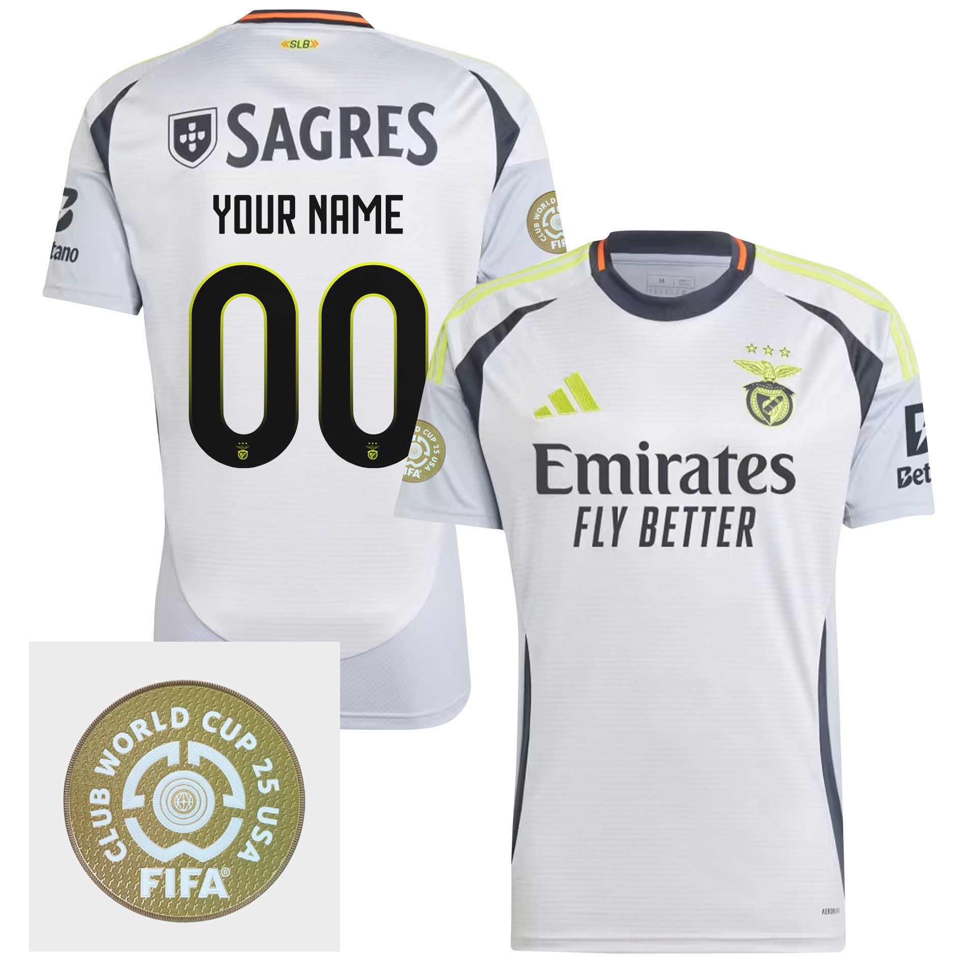 S.L. Benfica 2024/25 FIFA Club World Cup 25 USA Patch Third Men Custom Jersey - White