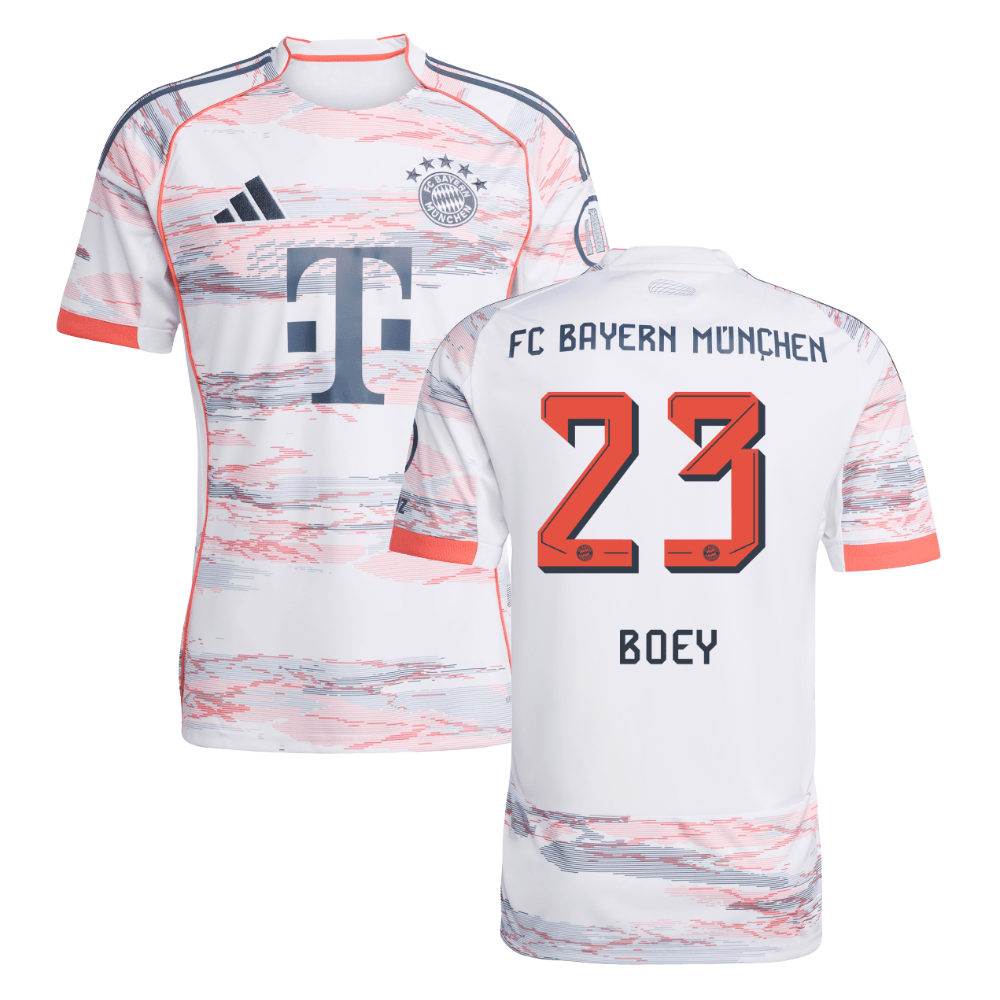 Sacha Boey #23 Bayern Munich 2025-26 Away Men Jersey - White