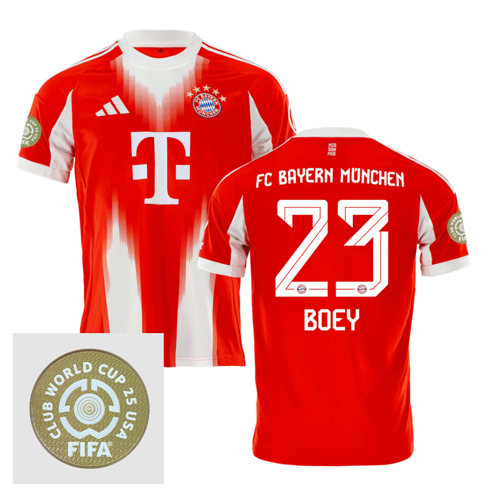 Sacha Boey 23 Bayern Munich 2025/26 FIFA Club World Cup 25 USA Patch Home Men Jersey - Red