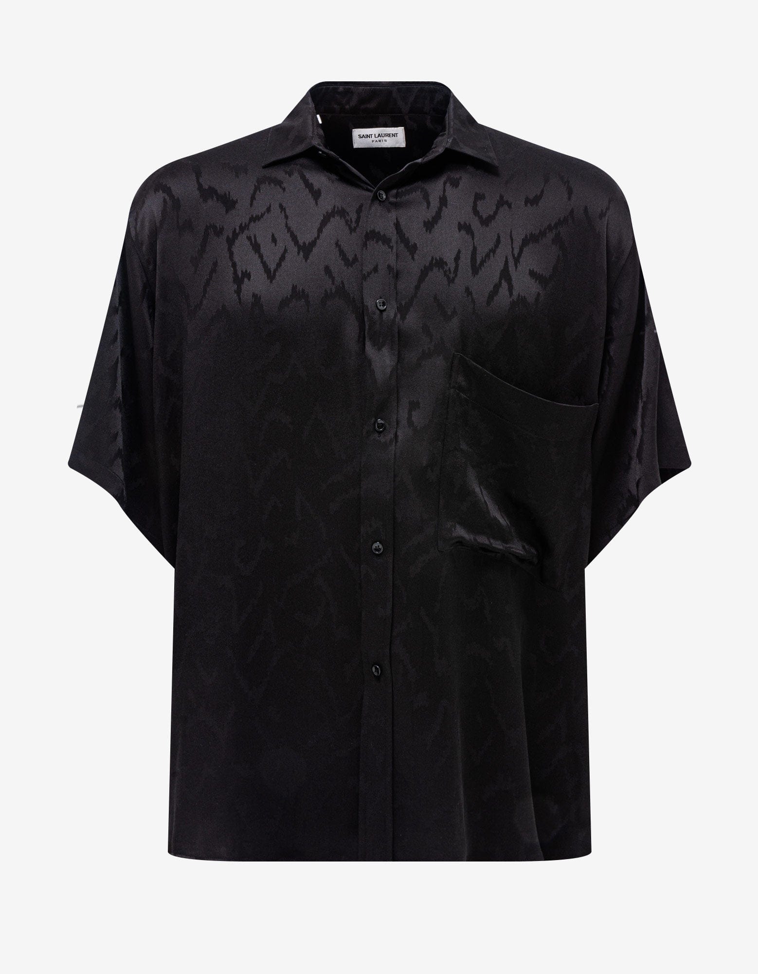 Saint Laurent Black Pattern Oversize Silk Shirt