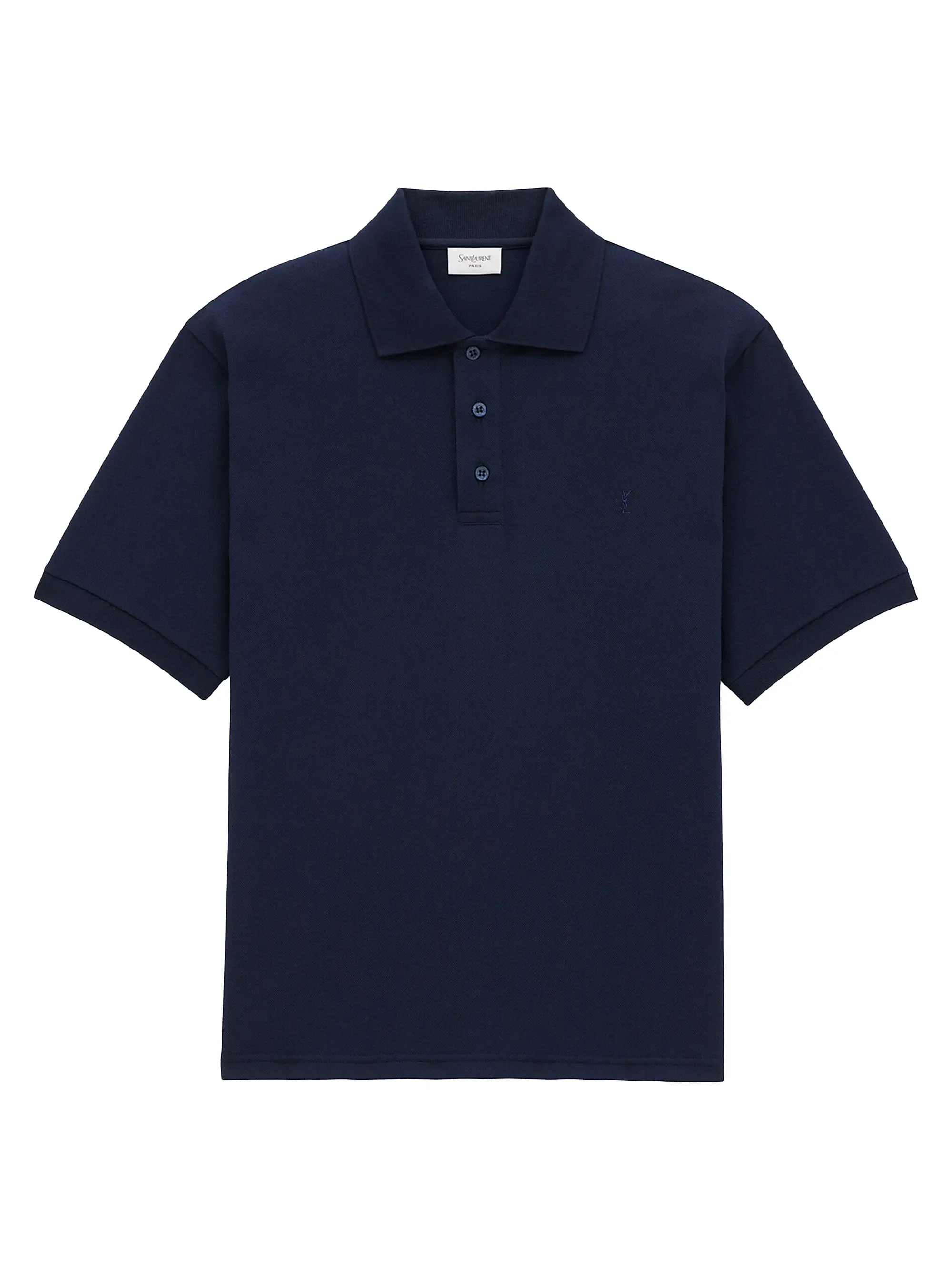 Saint Laurent Cassandre Polo Shirt in Pique Marine