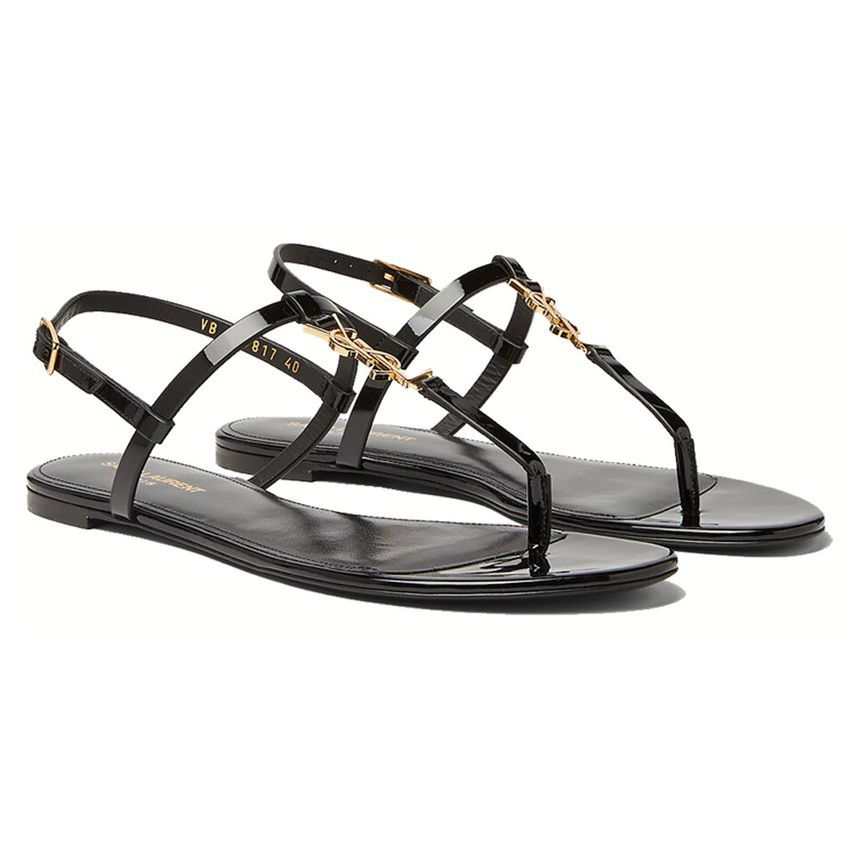 Saint Laurent Monogram Flat Sandals Black 659817 B8IKK 1000