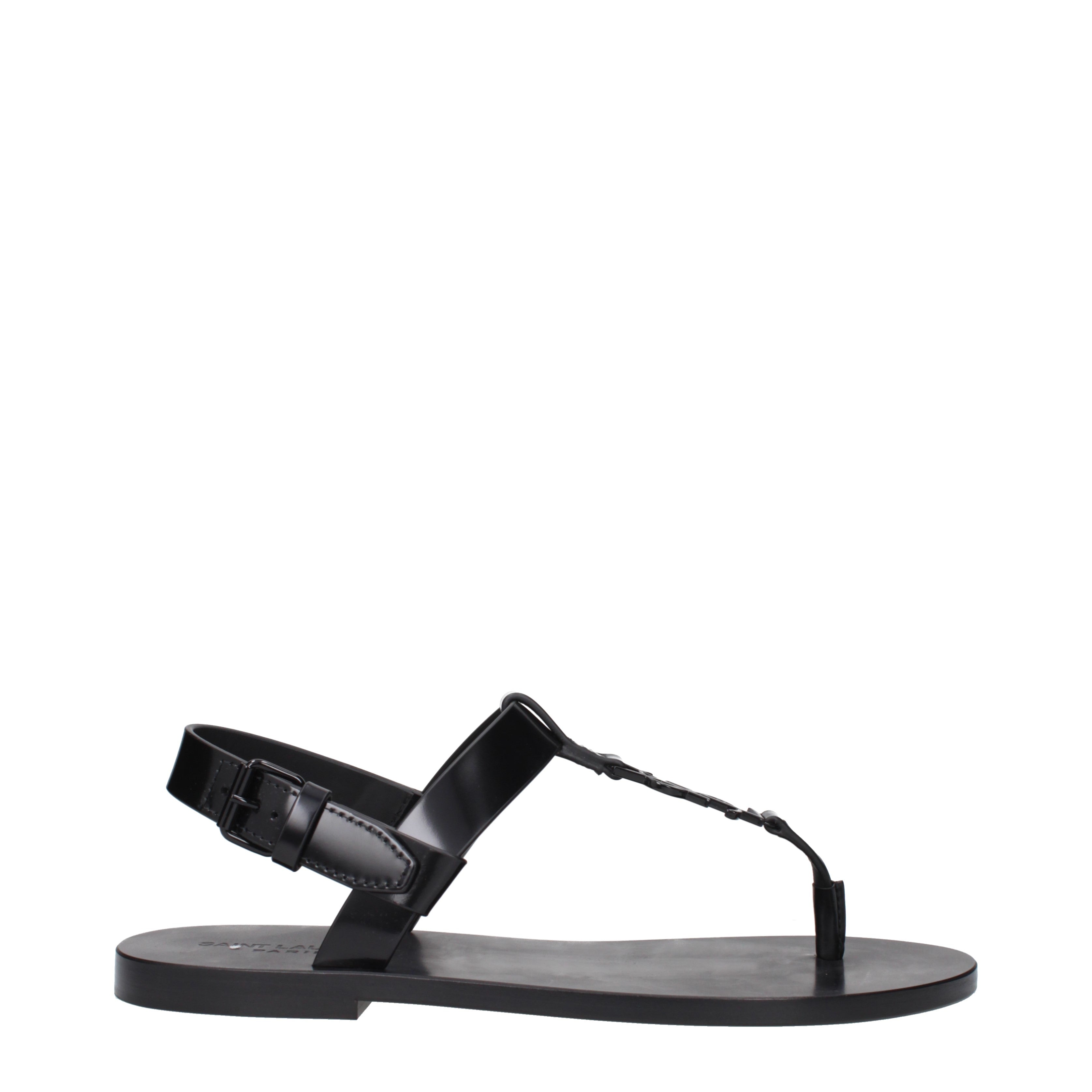 Saint Laurent Sandals Men Leather Black