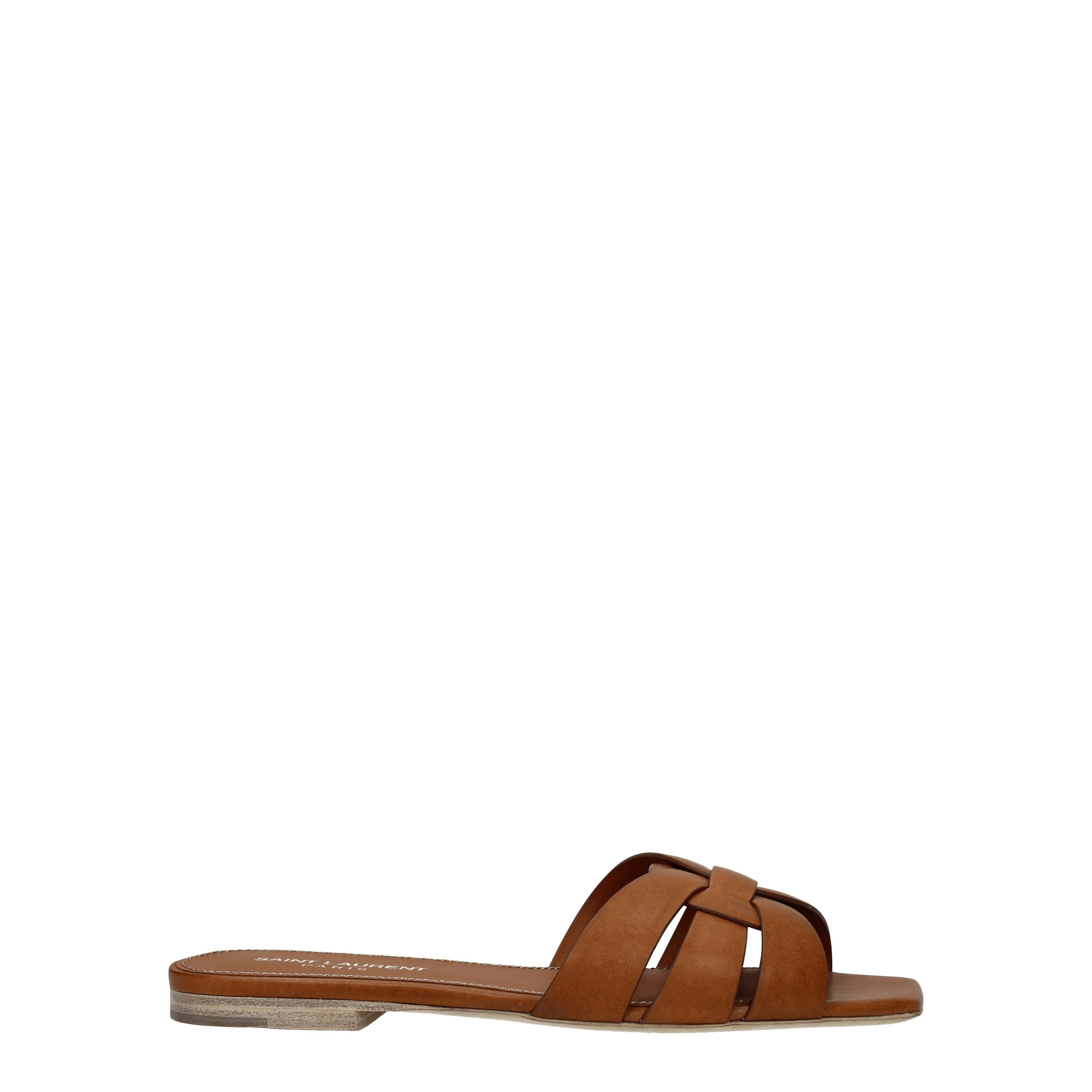 Saint Laurent Slippers and Clogs Women Leather Brown