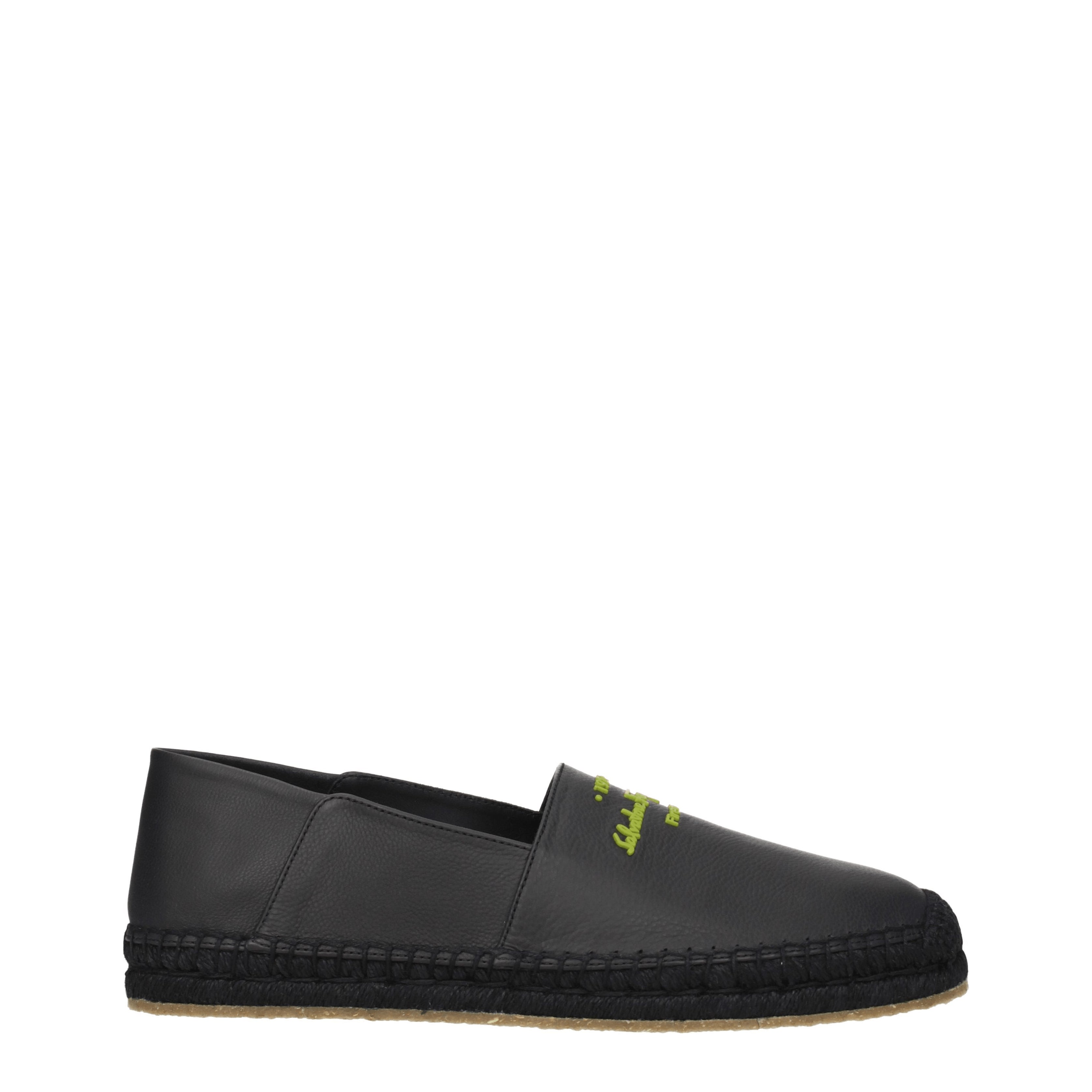 Salvatore Ferragamo Espadrilles Men Leather Black/Lime