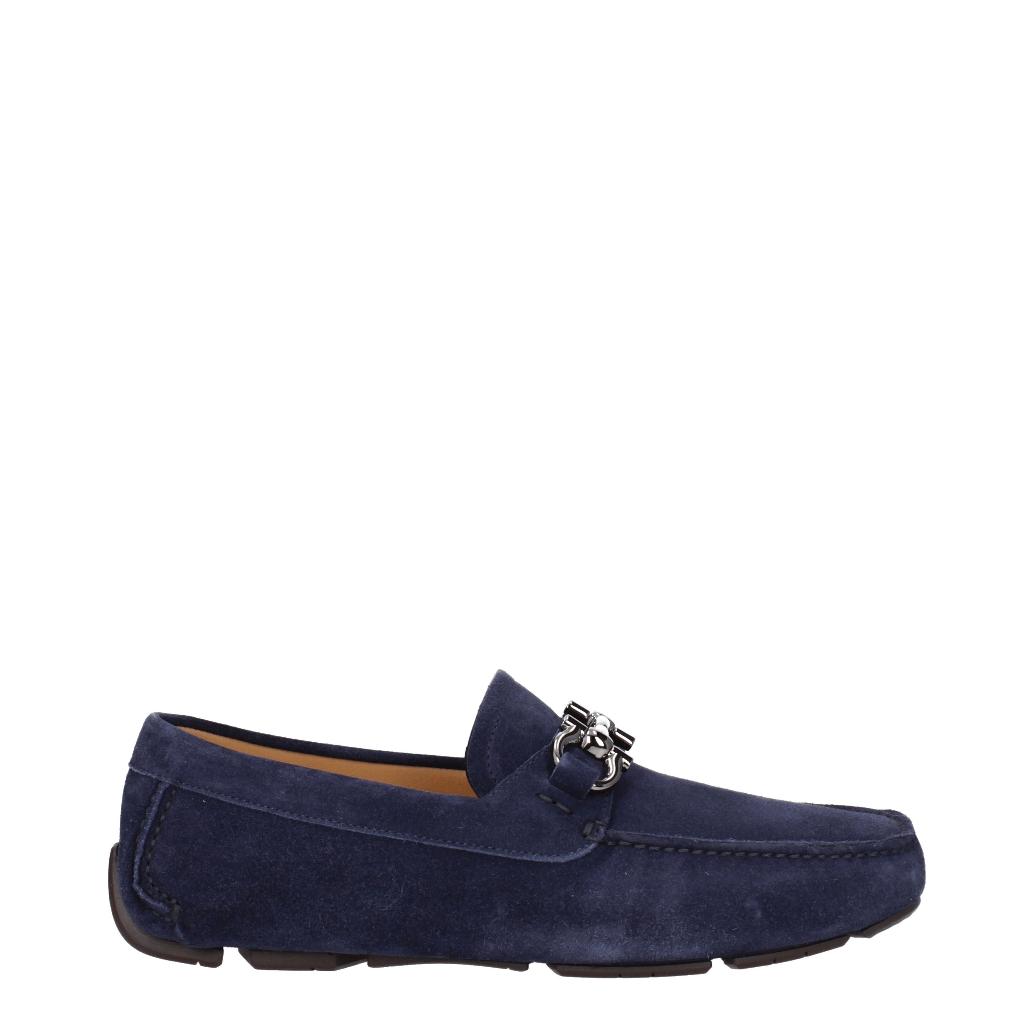 Salvatore Ferragamo Loafers Men Suede Blue/Sea Blue