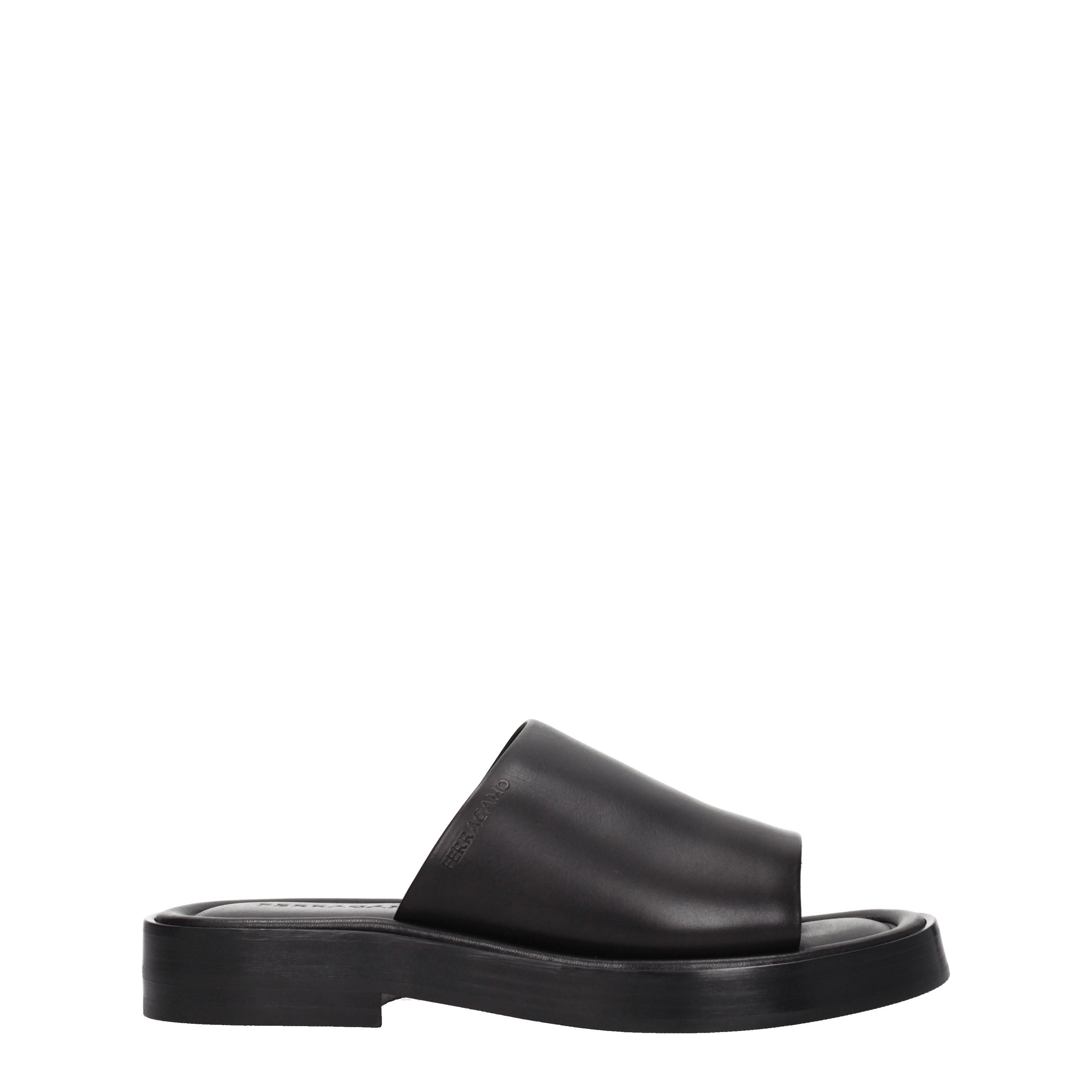 Salvatore Ferragamo Slippers and Clogs Men Leather Black
