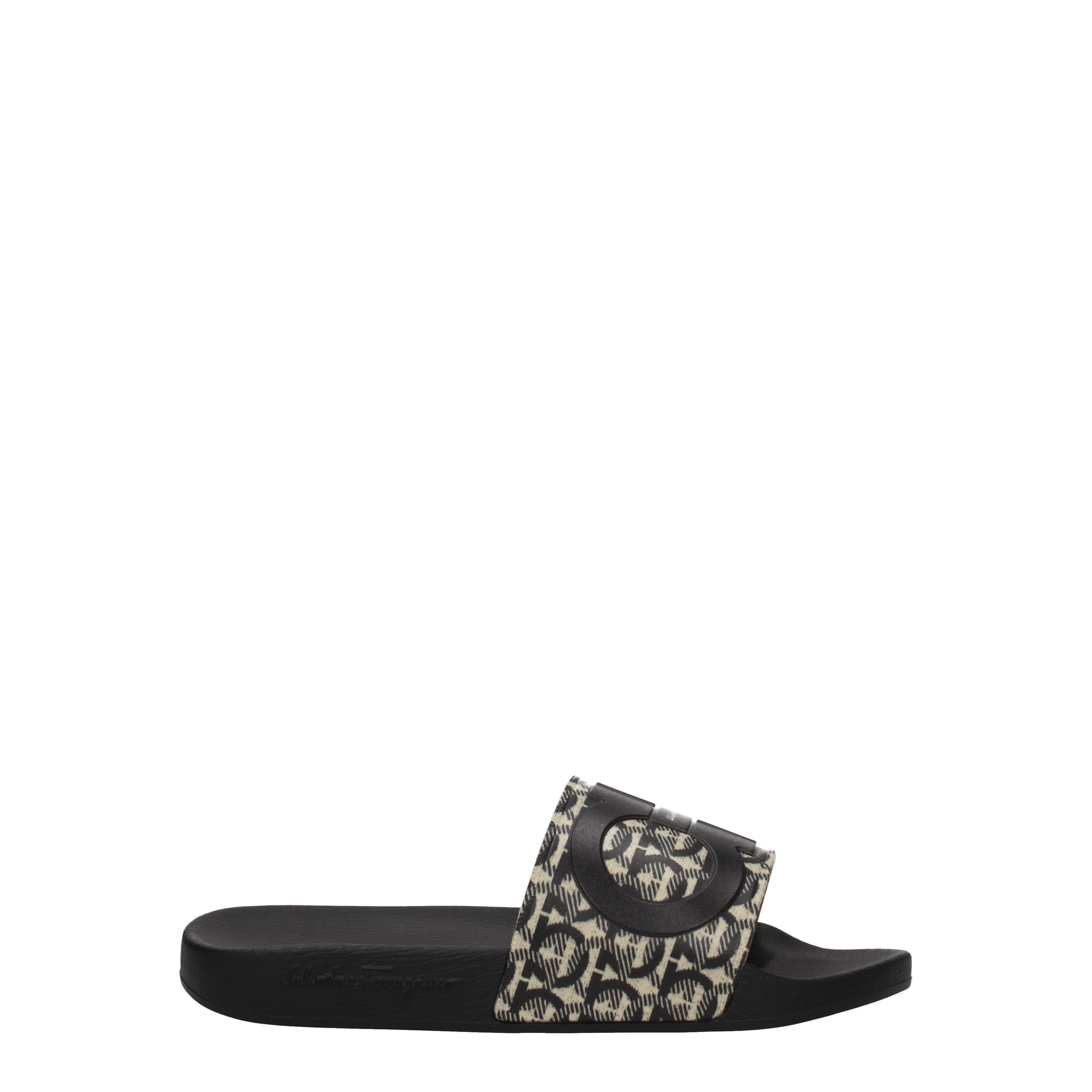 Salvatore Ferragamo Slippers and Clogs Men Rubber Black/Beige
