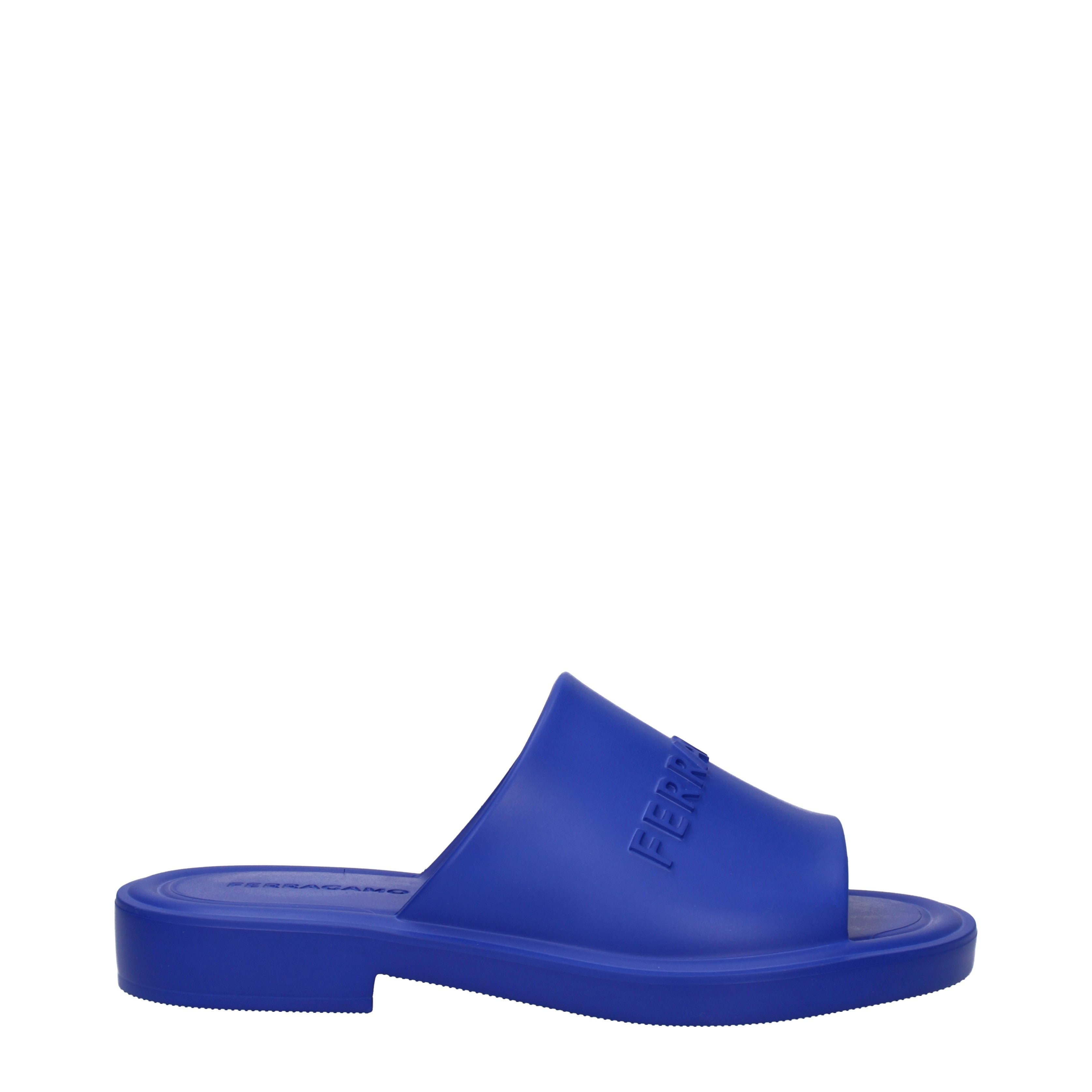 Salvatore Ferragamo Slippers and Clogs Men Rubber Blue/Lapis Lazuli