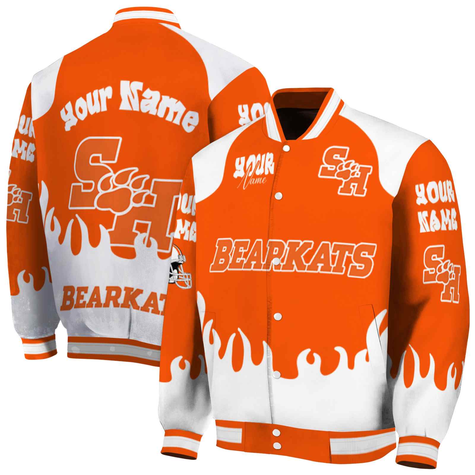 Sam Houston Bearkats NCAA Fire Graphic Orange Jacket Custom For Football Fans
