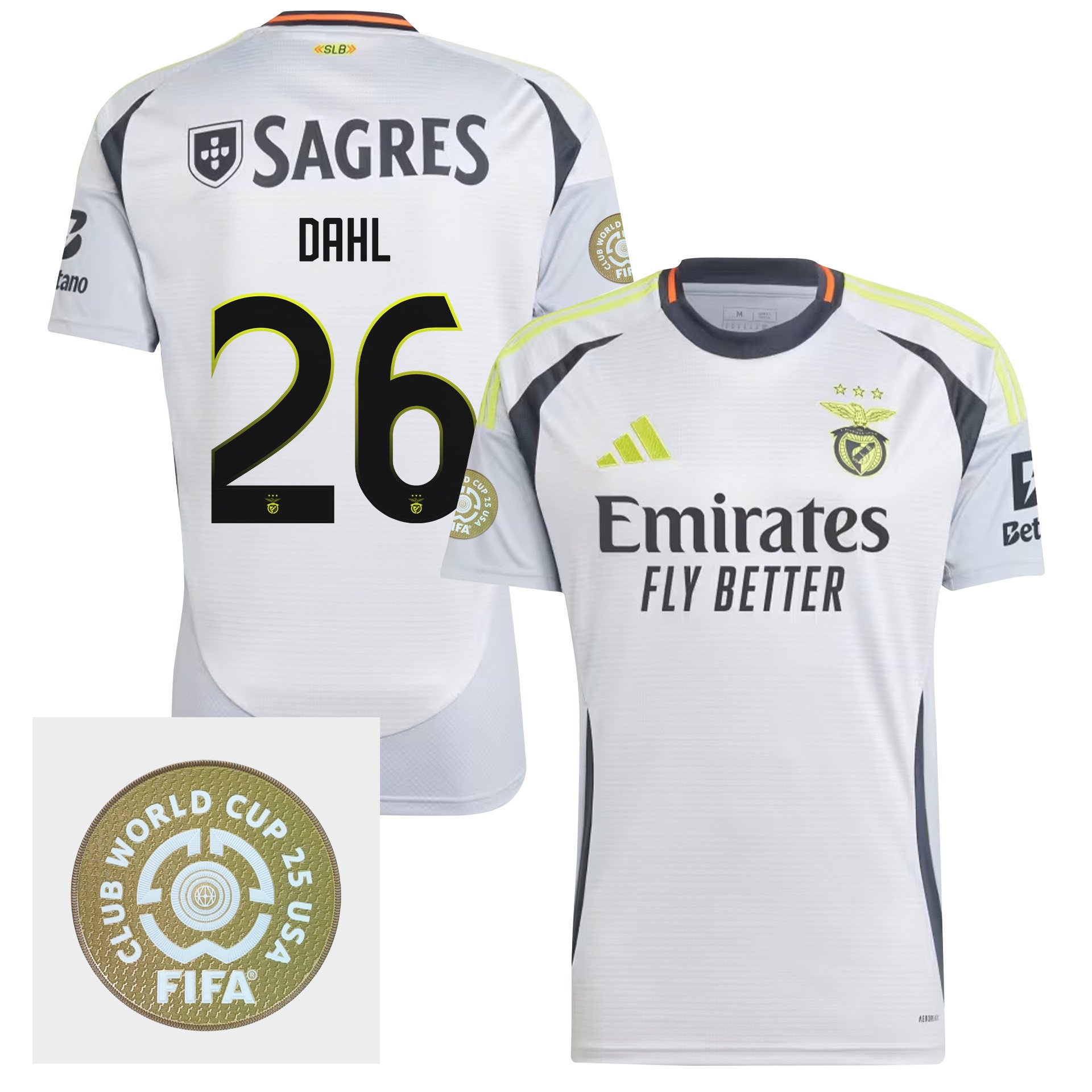 Samuel Dahl 26 S.L. Benfica 2024/25 FIFA Club World Cup 25 USA Patch Third Men Jersey - White