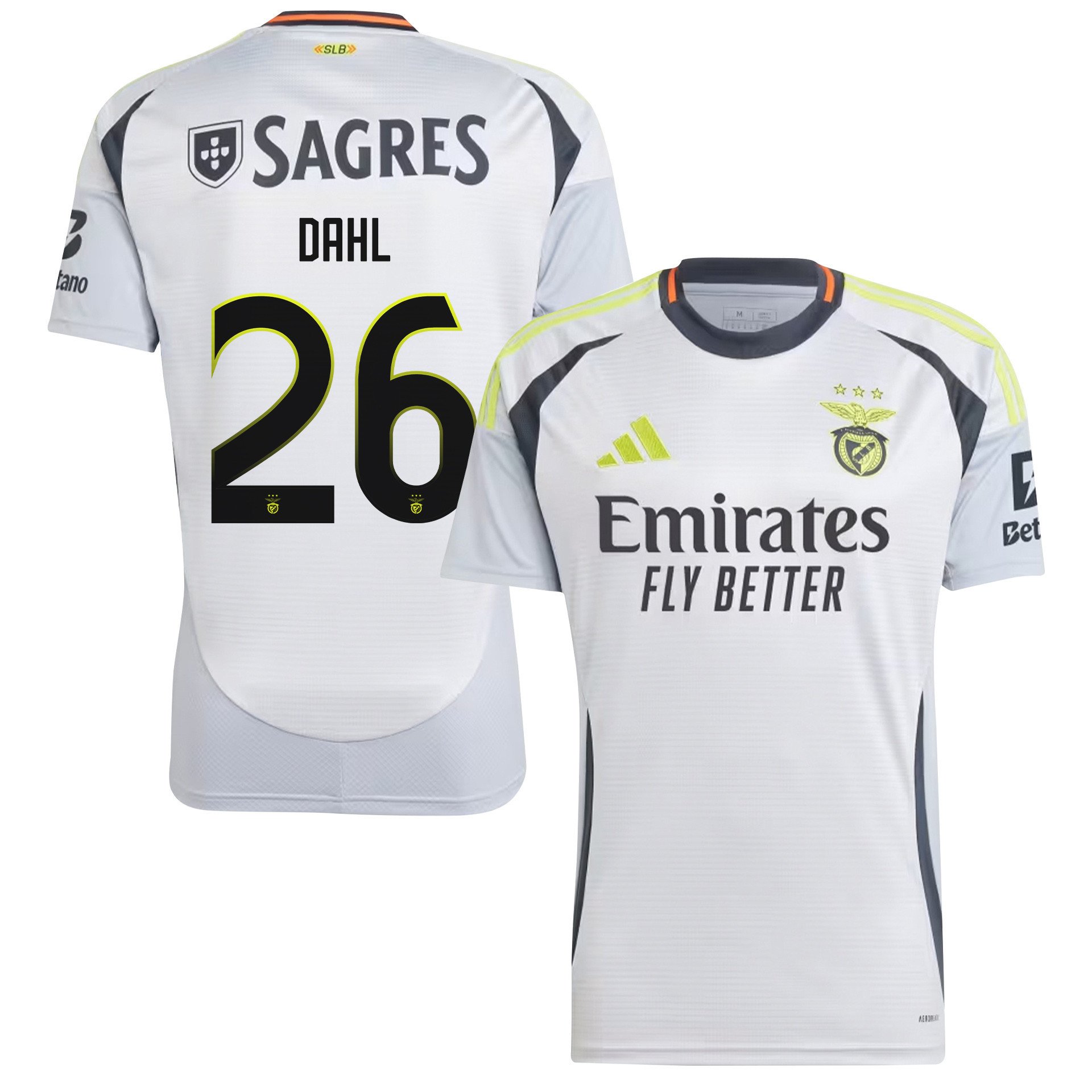 Samuel Dahl 26 S.L. Benfica 2024/25 Third Men Jersey - White