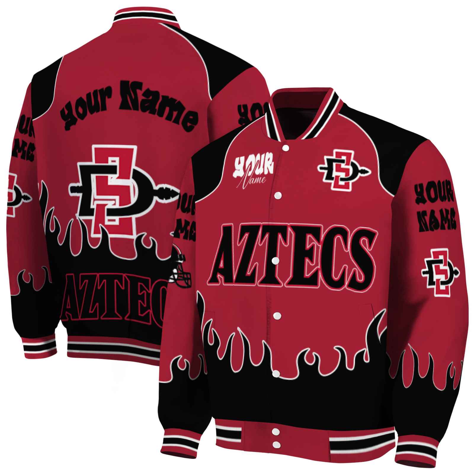 San Diego State Aztecs NCAA Fire Graphic Red Jacket Customized For Football Fans