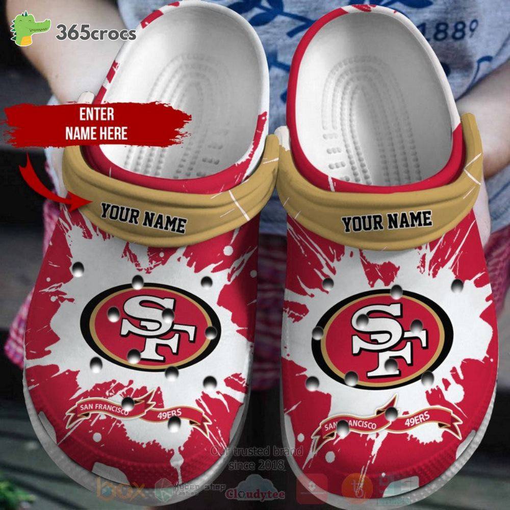 San Francisco 49Ers Nfl Custom Name Red Pattern Crocs For Fans 