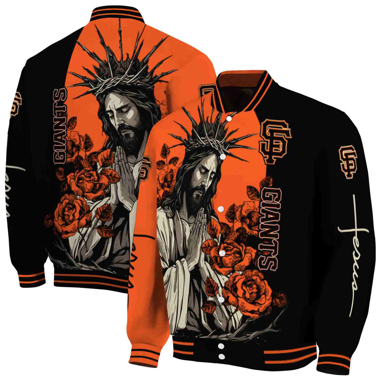 San Francisco Giants MLB Hands In Prayer Orange Black Jacket Custom Gift For Sport Team Fans 