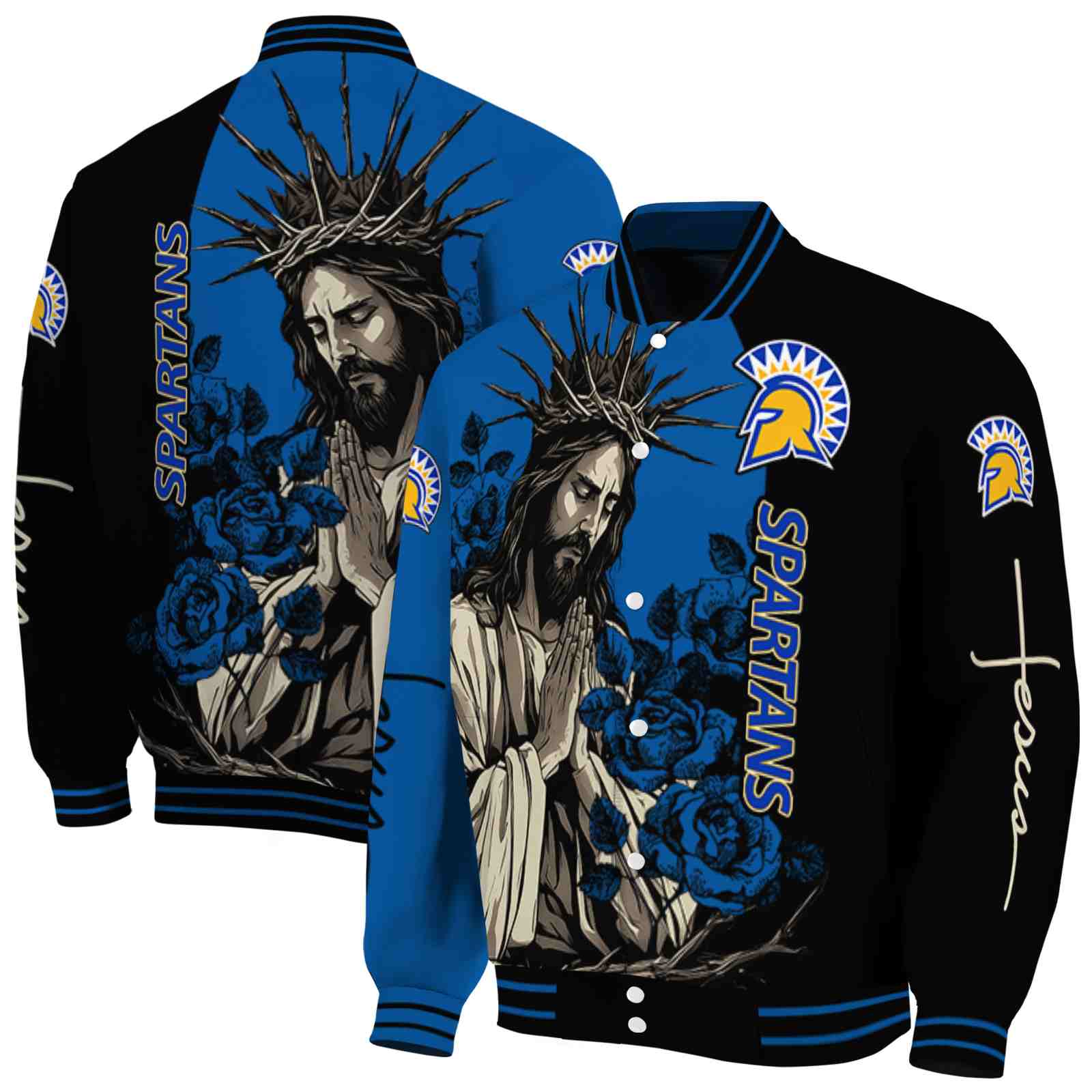 San Jose State Spartans NCAA Hands In Prayer Blue Black Jacket Custom Gift For Sport Team Fans 