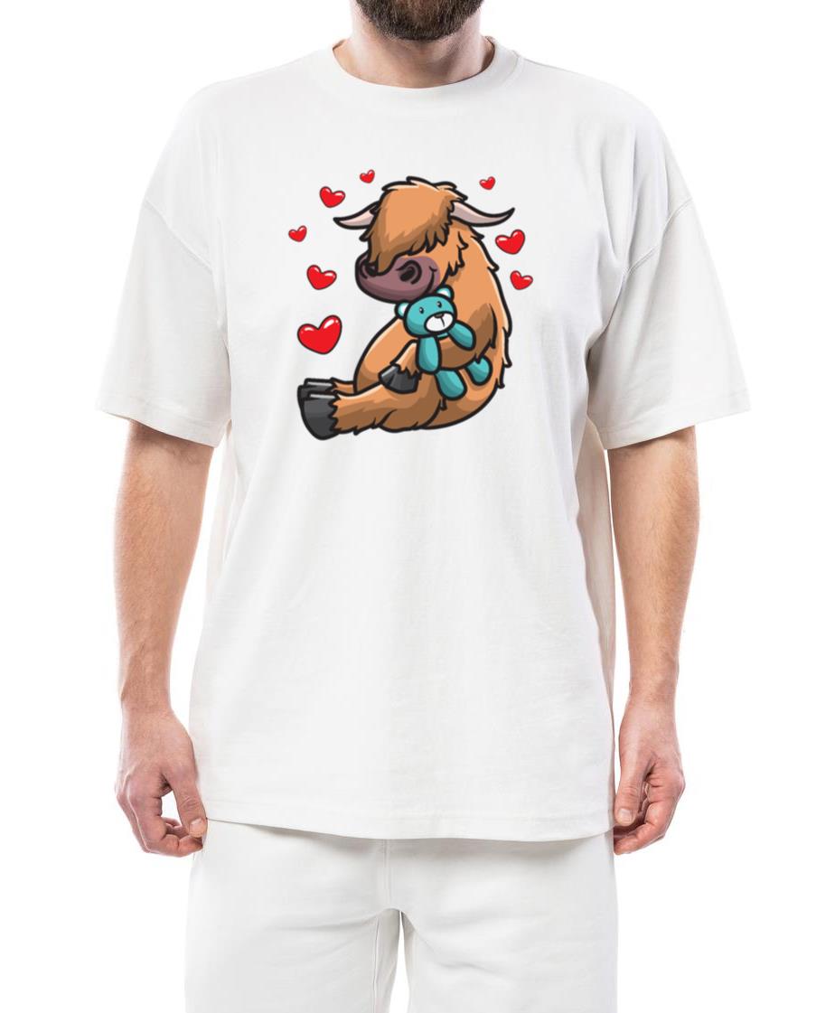 Scottish Highland Cattle With Stuffed Animal - Unisex Standard T-Shirt