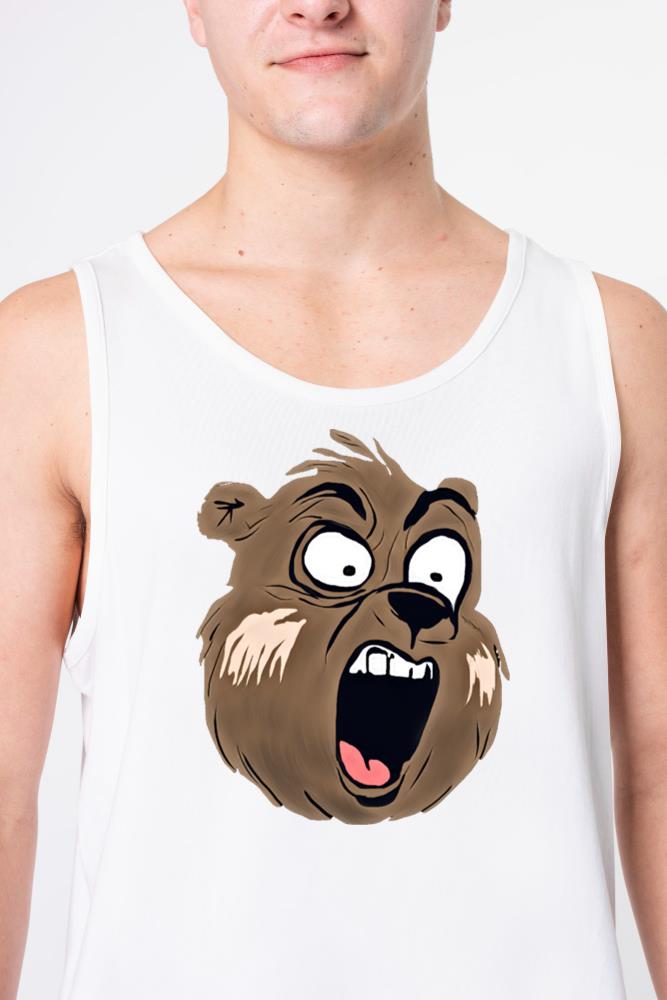 Screaming Bear Face Funny Angry Animal Cartoon - Unisex Tank Top