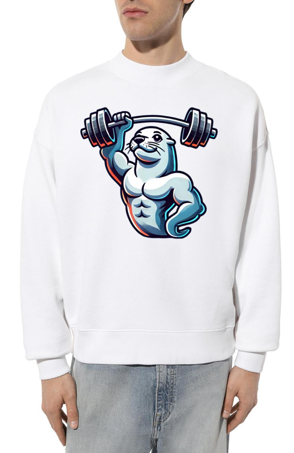 Seal with Barbell Fitness Gym Training - Unisex Sweatshirt