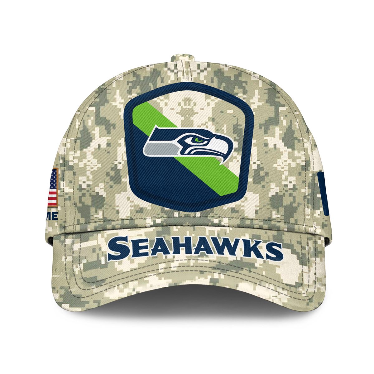 Seattle Seahawks Camo Salute To Service Personalized Classic Baseball Cap