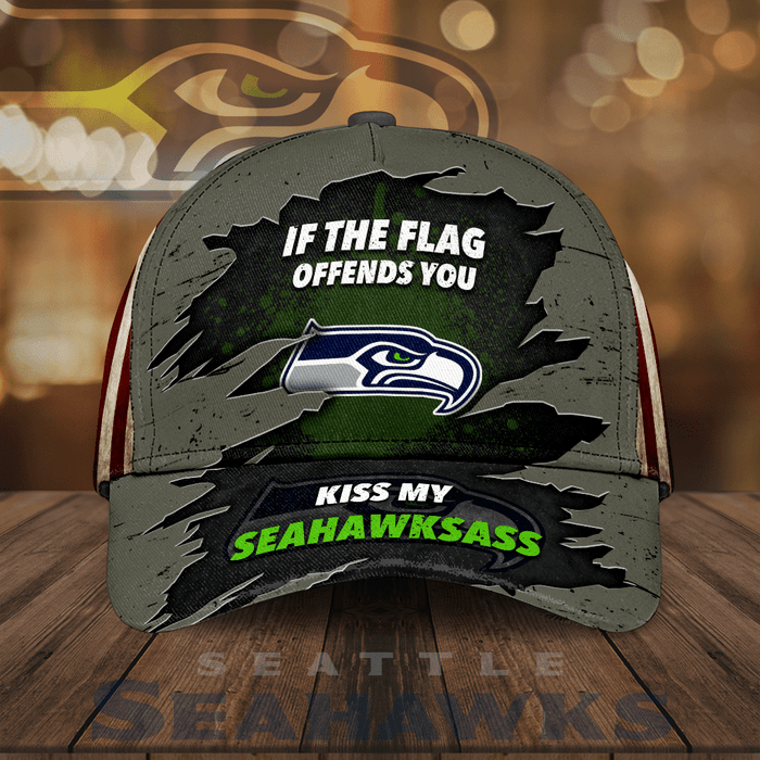 Seattle Seahawks If The Flag Offends You Kiss My Seahawksass 3D Classic Baseball Cap CNI2198