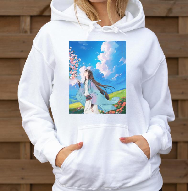 Serene Blossom Anime Aesthetic T-Shirt - Unisex Hoodie