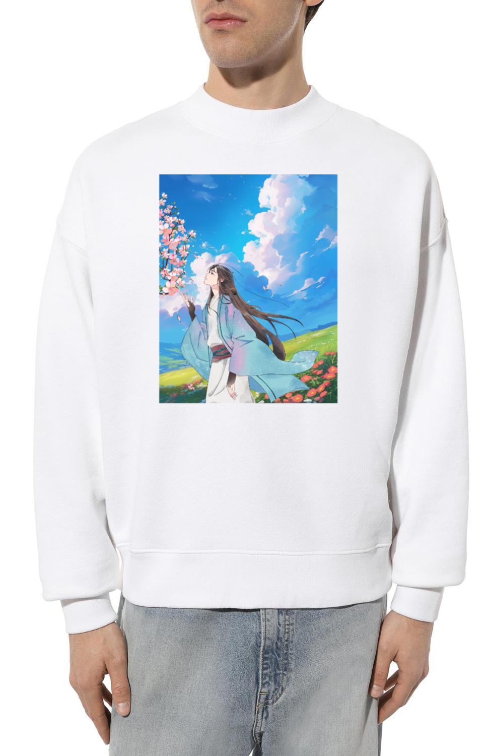 Serene Blossom Anime Aesthetic T-Shirt - Unisex Sweatshirt