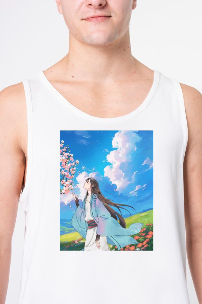 Serene Blossom Anime Aesthetic T-Shirt - Unisex Tank Top