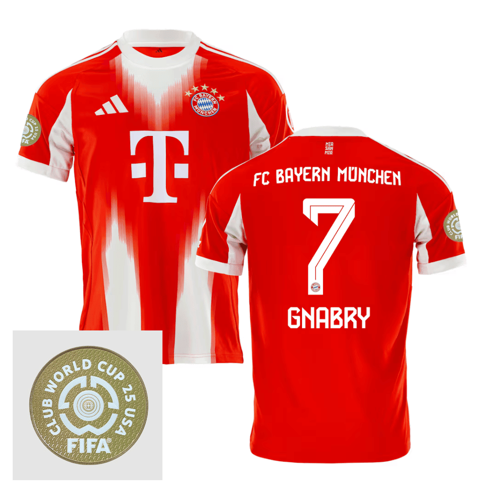Serge Gnabry 7 Bayern Munich 2025/26 FIFA Club World Cup 25 USA Patch Home Men Jersey - Red