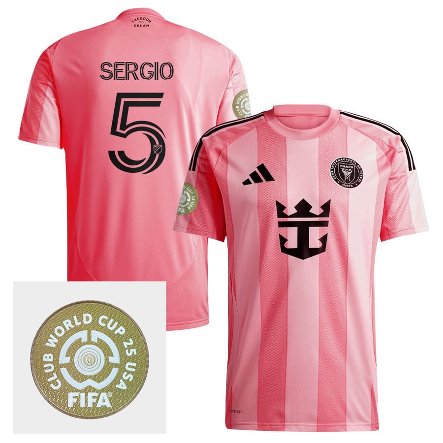 Sergio Busquets 5 Inter Miami CF 2025 Euforia FIFA Club World Cup 25 USA Patch Men Jersey - Light Pink